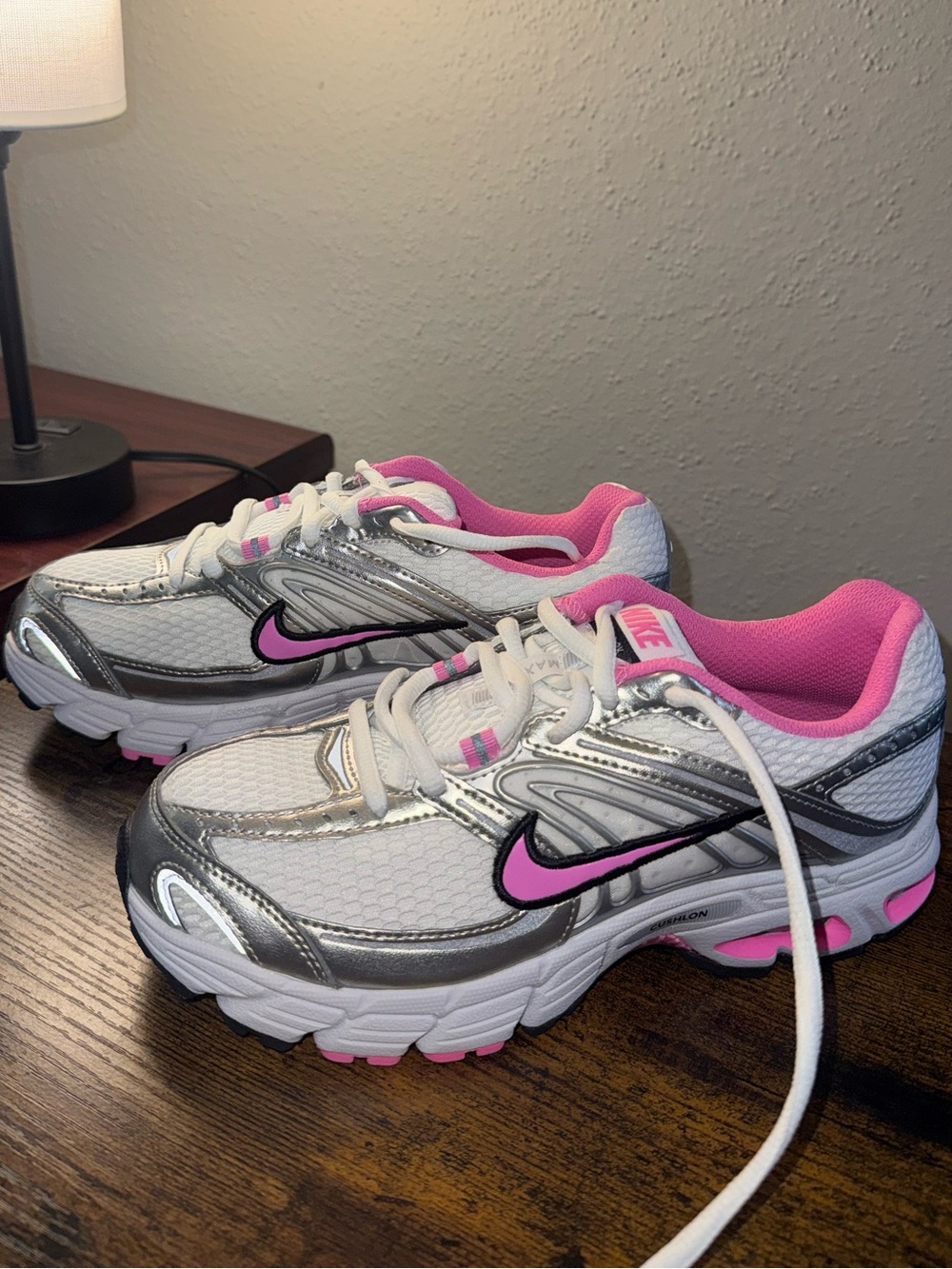Nike Women’s White, Pink & Silver Athletic Sneakers